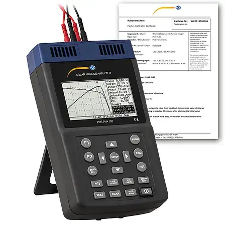 pce-instruments-solar-measuring-device-pce-pva-100-ica-incl.-iso-calibration-cer tööriist päikesepatareide omaduste uurimiseks