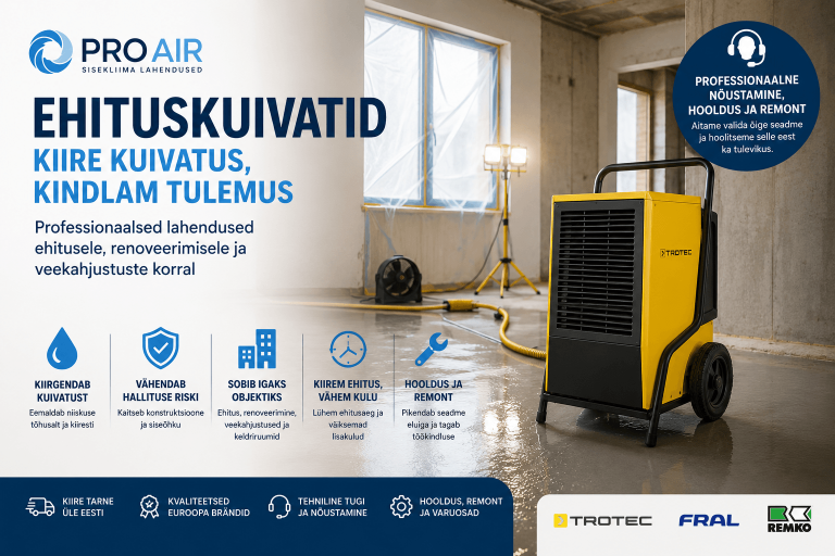 Ehituskuivatid – kiire ja professionaalne lahendus niiskuse eemaldamiseks